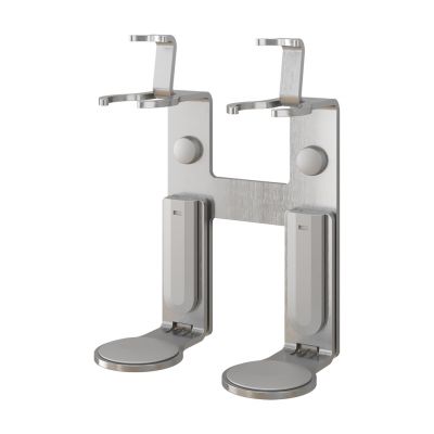 Pump Dispenser - Tamper-resistant double holder made of stainless steel, for screwing and gluing